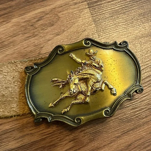 VTG 1978 Raintree Rodeo Equestrian Cowboy Belt With Brass Buckle - Picture 4 of 11